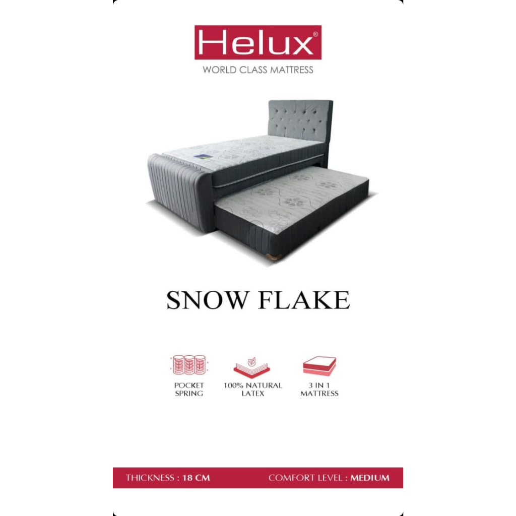 Springbed Anak Bed Dorong Tempat tidur anak Latex Helux Snow Flake