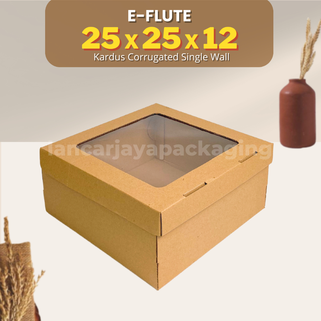 

E-FLUTE Kotak Pudding Cake Kue Tart Cupcake Bolu Chiffon Corrugated Box 25x25x12 cm