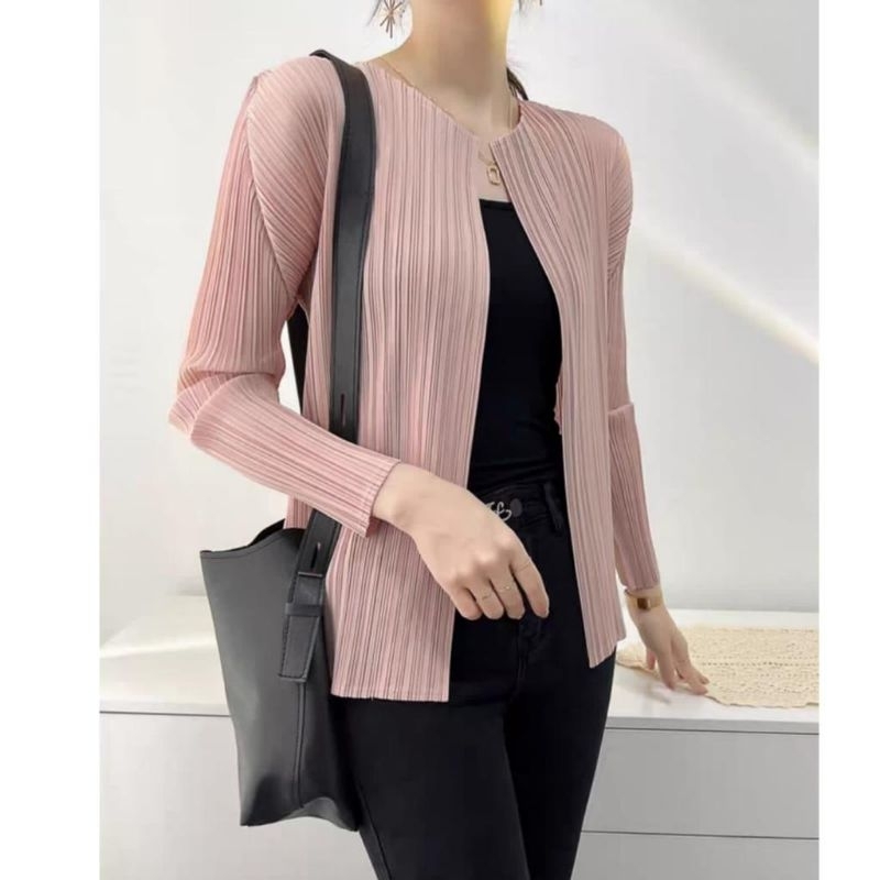 24450 Atasan luaran cardigan Kardigan auter outer lengan panjang polos simpel ringan gaya korea baha