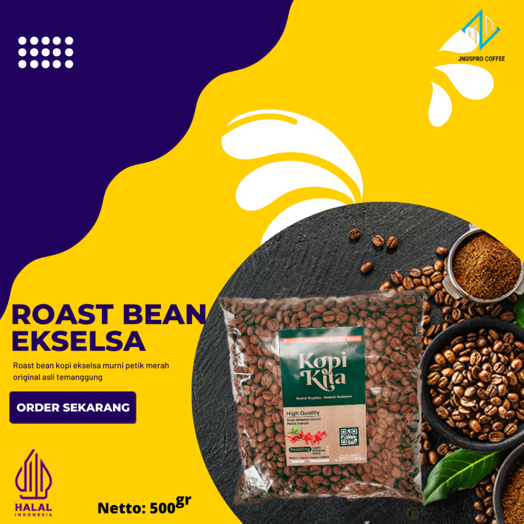 

roast bean ekselsa original petik merah isi 500 gram roasting medium Kopi murni asli temanggung