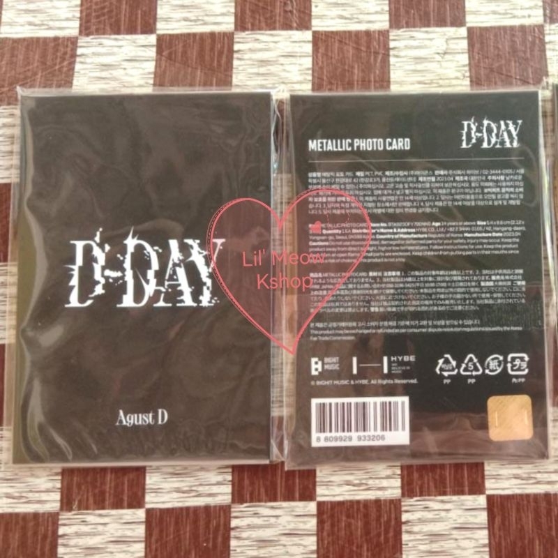 [READY STOCK] BTS SUGA | AGUSTD OFFICIAL D-DAY METALLIC PC PHOTO CARD (Sealed)