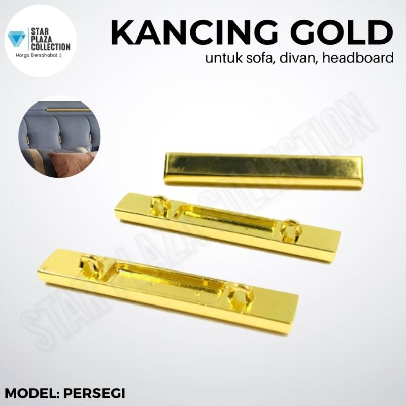 Kancing Sofa Gold / Akesoris Kancing Emas Model Persegi / Variasi Aksesoris Strip Kancing Emas Sofa / Divan Headboard