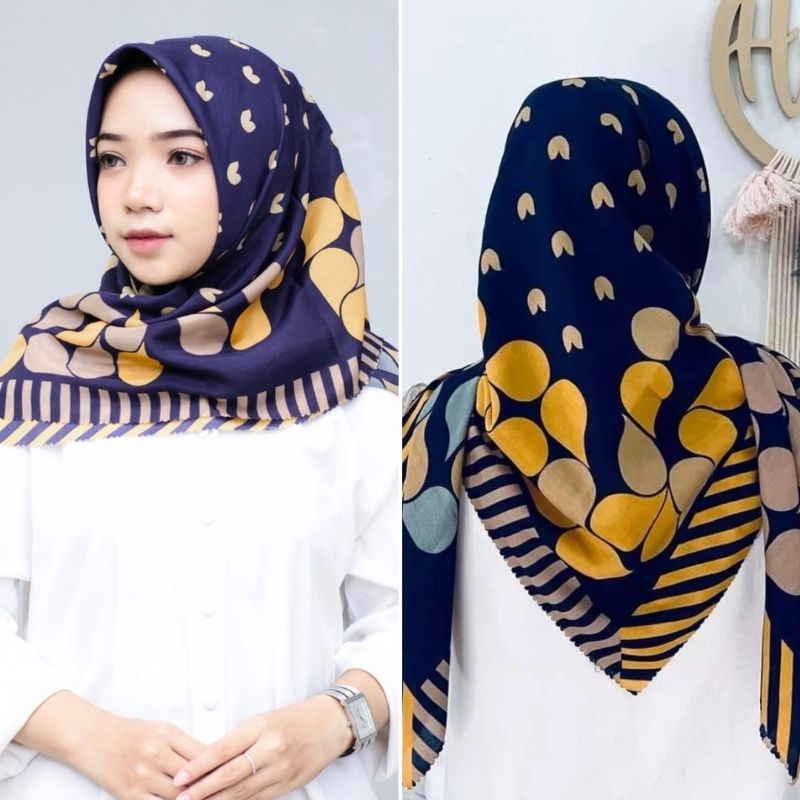 Hijab voal segi empat motip jilbab motip 111 navy