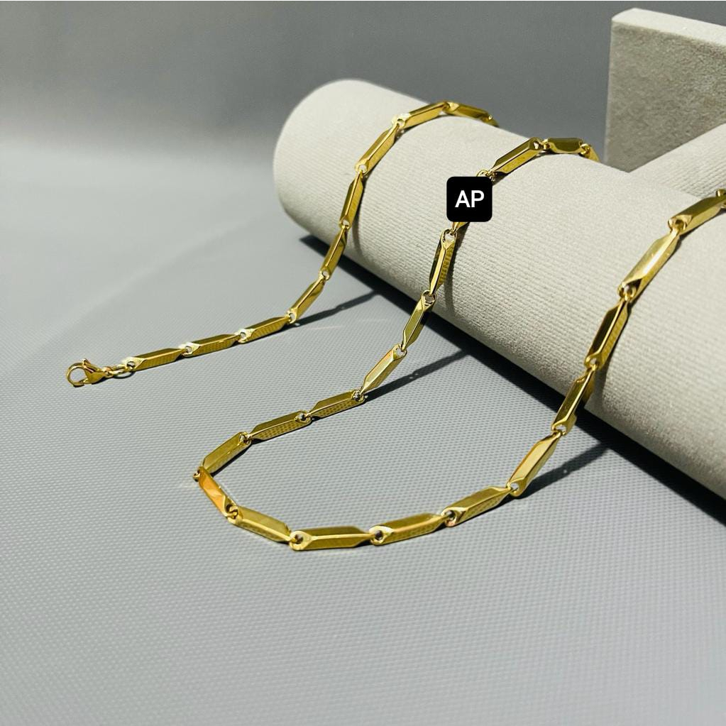 KALUNG TITANIUM PRIA WANITA MODEL PADI SILVER/EMAS/HITAM