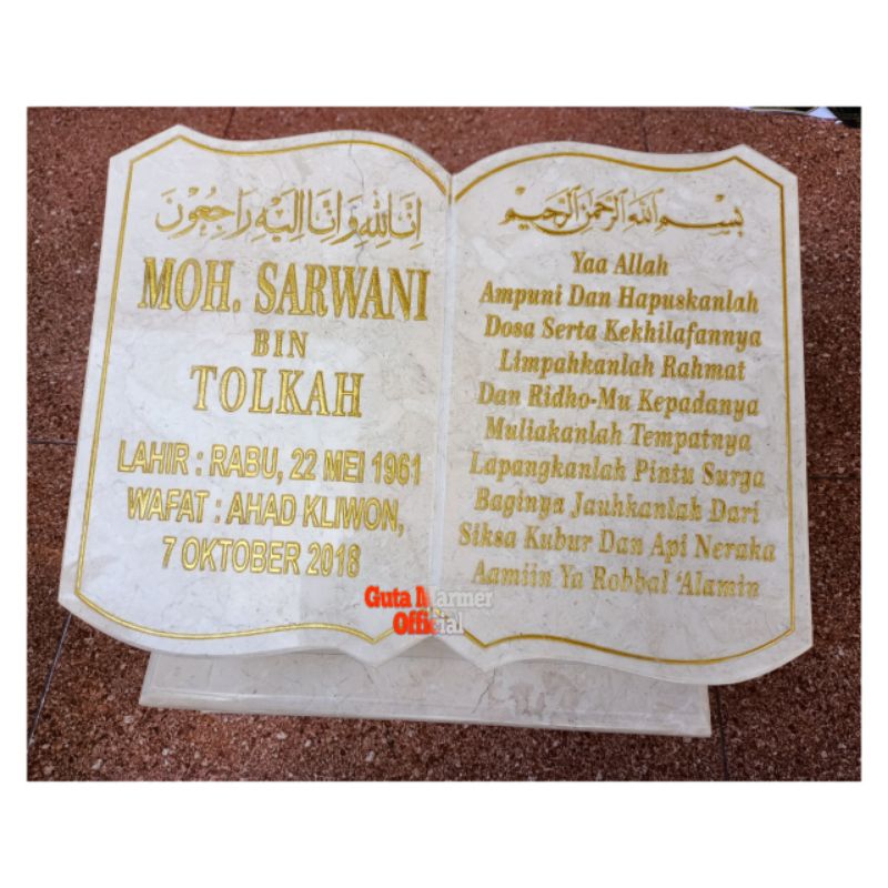Maesan Batu Marmer Putih Model Buku Glosy Mengkilat