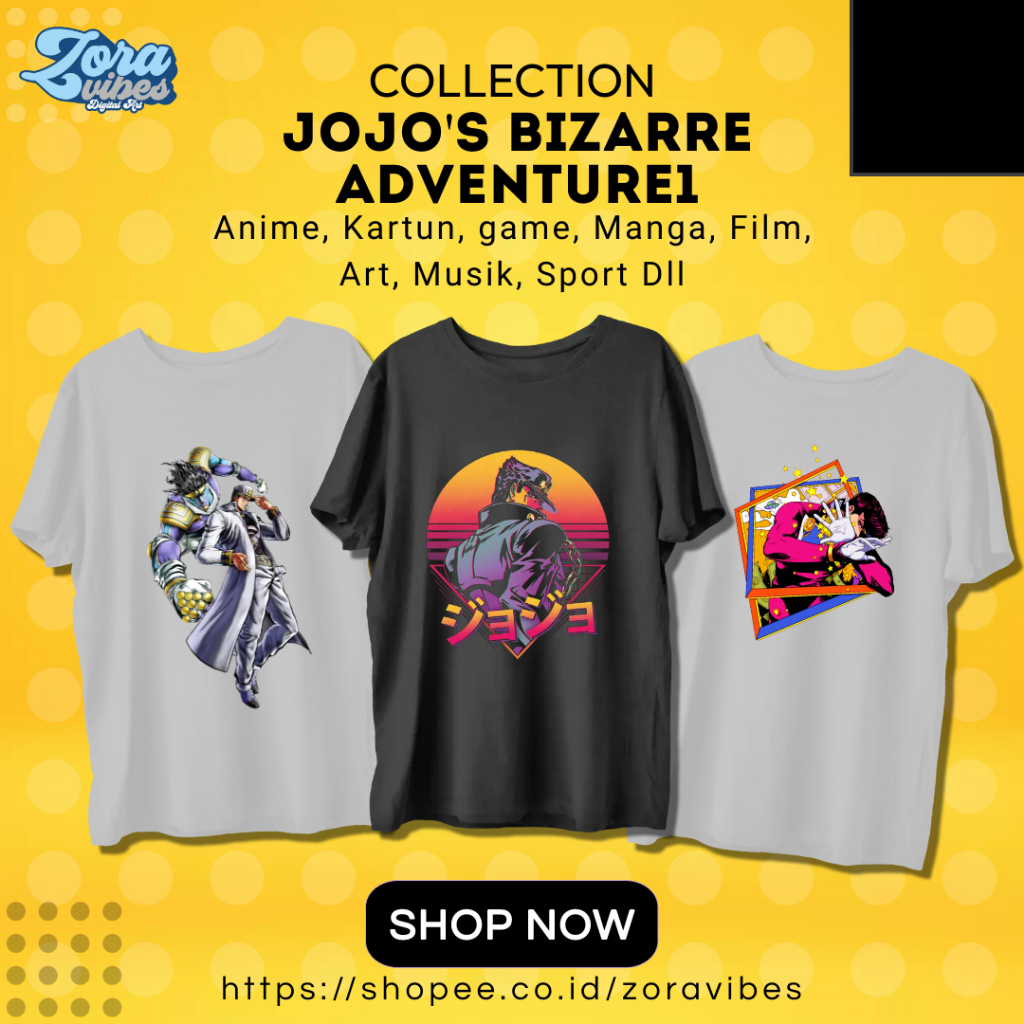 Baju Kaos Anime Jepang Logo Jojo bizzare adventure / jojo bizarre adventure / t shirt manga anime / 