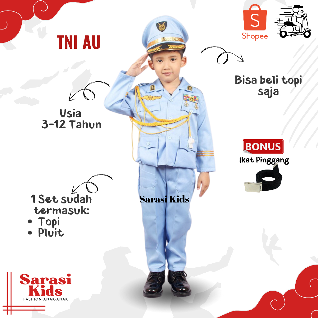 Baju tni au anak laki laki baju tni au udara anak anak setelan tni au anak laki laki  seragam tni au