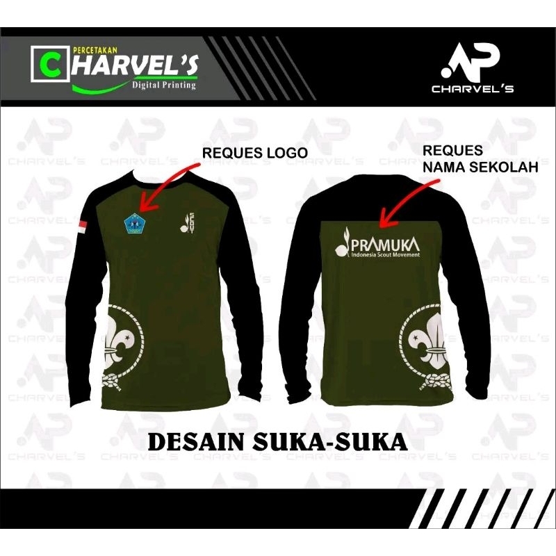 KAOS PDL PRAMUKA / PMR / PASKIBRA DESAIN SENDIRI