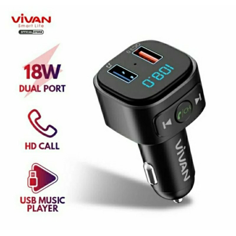 Bluetooth Transmiter Car Charger 18W Vivan VBT01