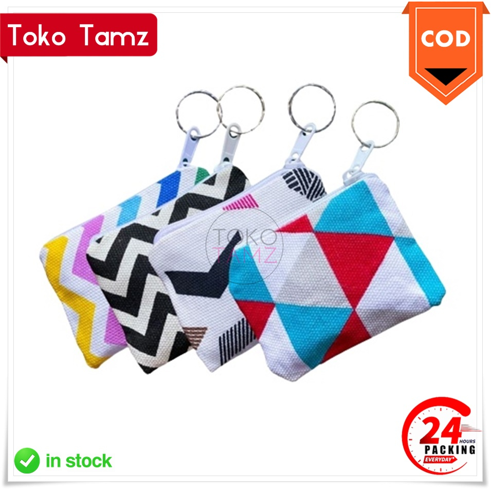 COD MAKASSAR Gantungan Kunci Dompet Koin Mini Kanvas Tebal Resleting Online Shop Makassar Toko Tamz