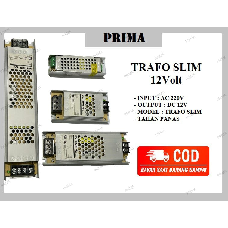 Trafo Slim 12 Volt / 3A - 36W , 5A -60W , 10A-120W ,  20A-240W , 30A -360W Trafo Indoor Light Strip 