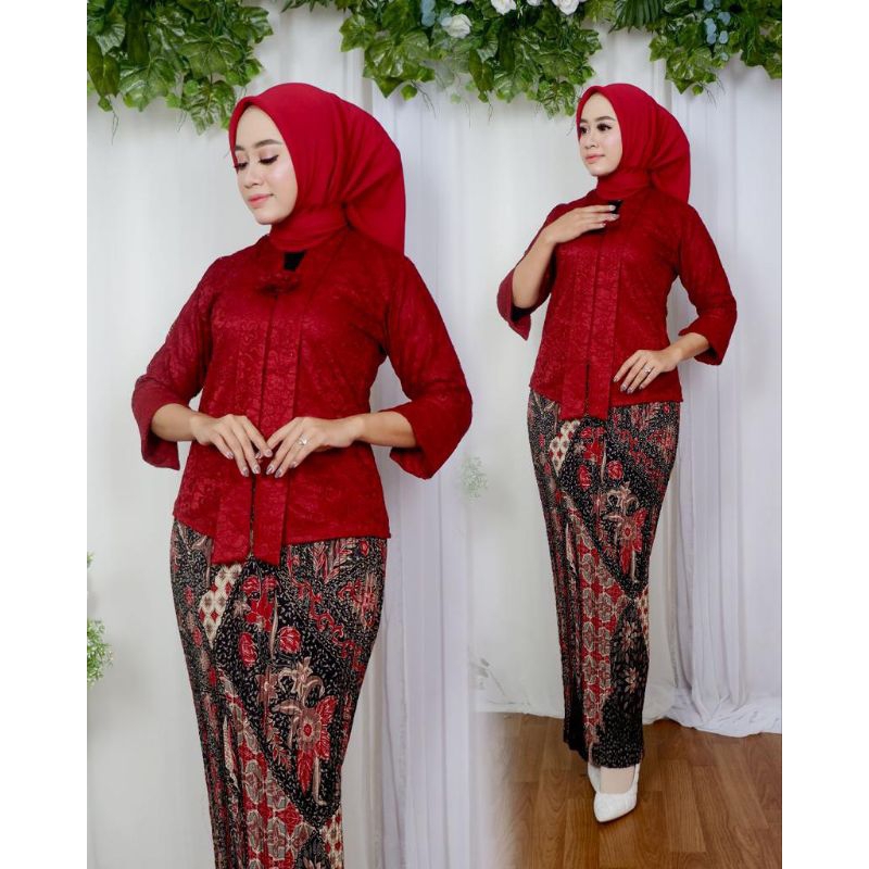 IndahKebaya | Atasan kebaya brokat jumbo ld 130 / kebaya floy kartini busui / kebaya kutubaru modern
