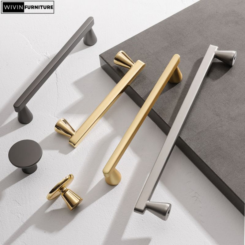 W-03 Handle Lemari Gold Grey Silver Pegangan Pintu Lemari Tarikan Laci Dapur Handle Kitchen Set
