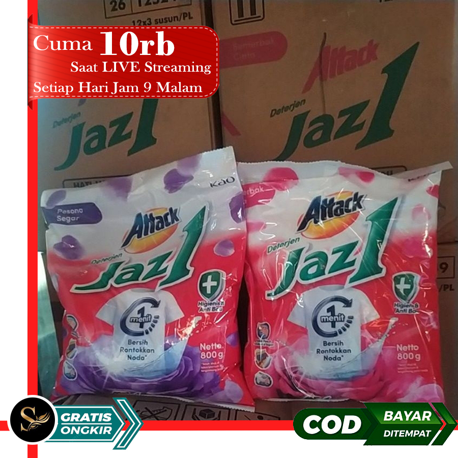 Detergen Bubuk Sabun Cuci Baju Attack Jazz 1 800 gram Sabun Pencuci Pakaian dengan Busa Lebih Banyak