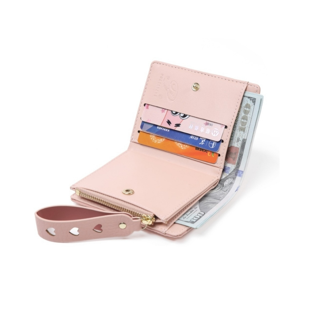 DOMPET LIPAT WANITA KECIL PRETTYZYS ORIGINAL KULIT PINK LUCU NYLORIA WA826P3 MINI SLOT KARTU RESLETING KOIN REMAJA KOREA CEWEK MURAH KEKINIAN SIMPLE FASHION TERBARU BRANDED PREMIUM