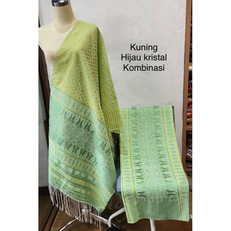 Songket Tumtuman Tarutung Kuning Hijau Kristal Kombinask