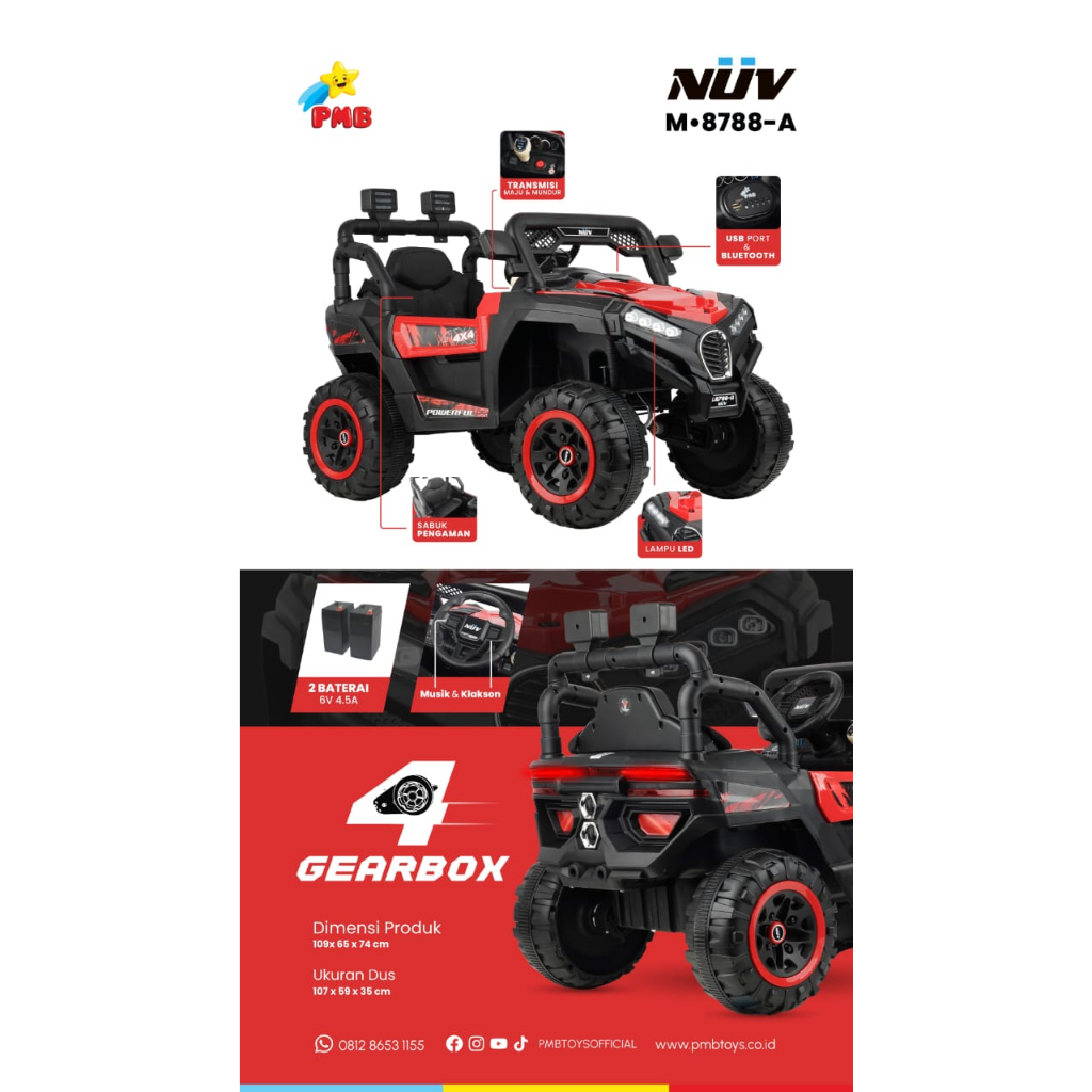 Mobilan aki anak pmb NUV M8788 A JEEP 4 GEARBOX 4X4 M 8788 JEEP UTX