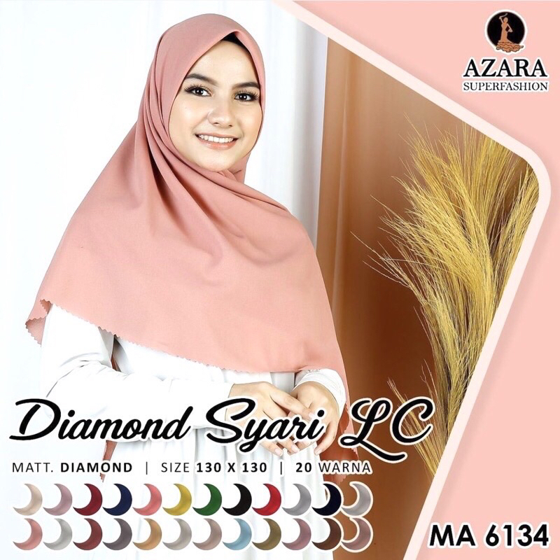 Jilbab segi empat diamond syari LC 130 x 130 by Azara Superfashion, jilbab terbaru, jilbab murah