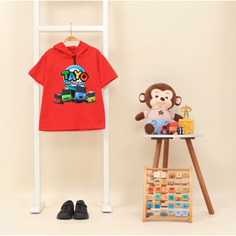 KAOS HOODIE ANAK MOTIF HEY TAYO/KIDS TEES HOODIE/KAOS HOODIE TAYO ANAK COWOK CEWEK/BAJU ATASAN ANAK 