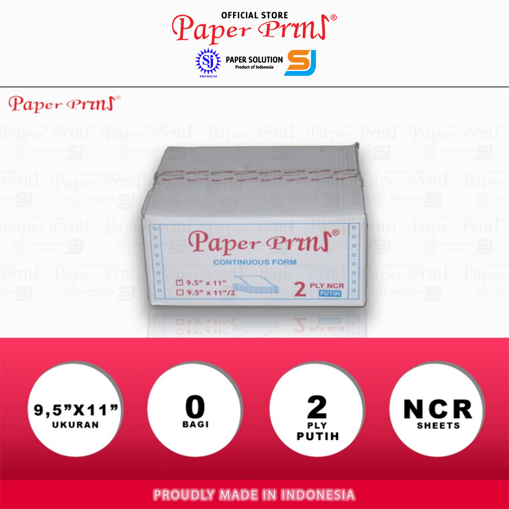 

Paperpryns Kertas Continuous Form 2PLY NCR PUTIH 9,5" x 11