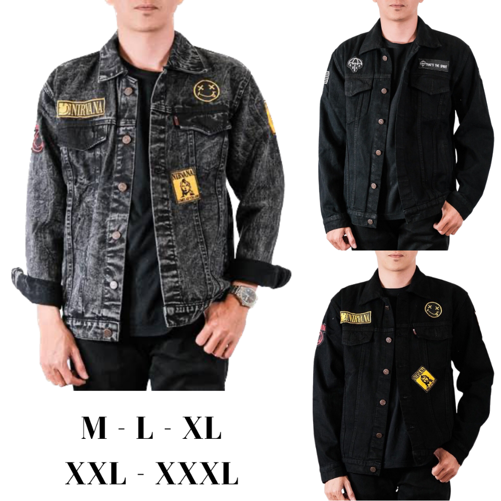 Jaket Jeans Pria Emblem Bordir Jumbo M - XXXL Keren