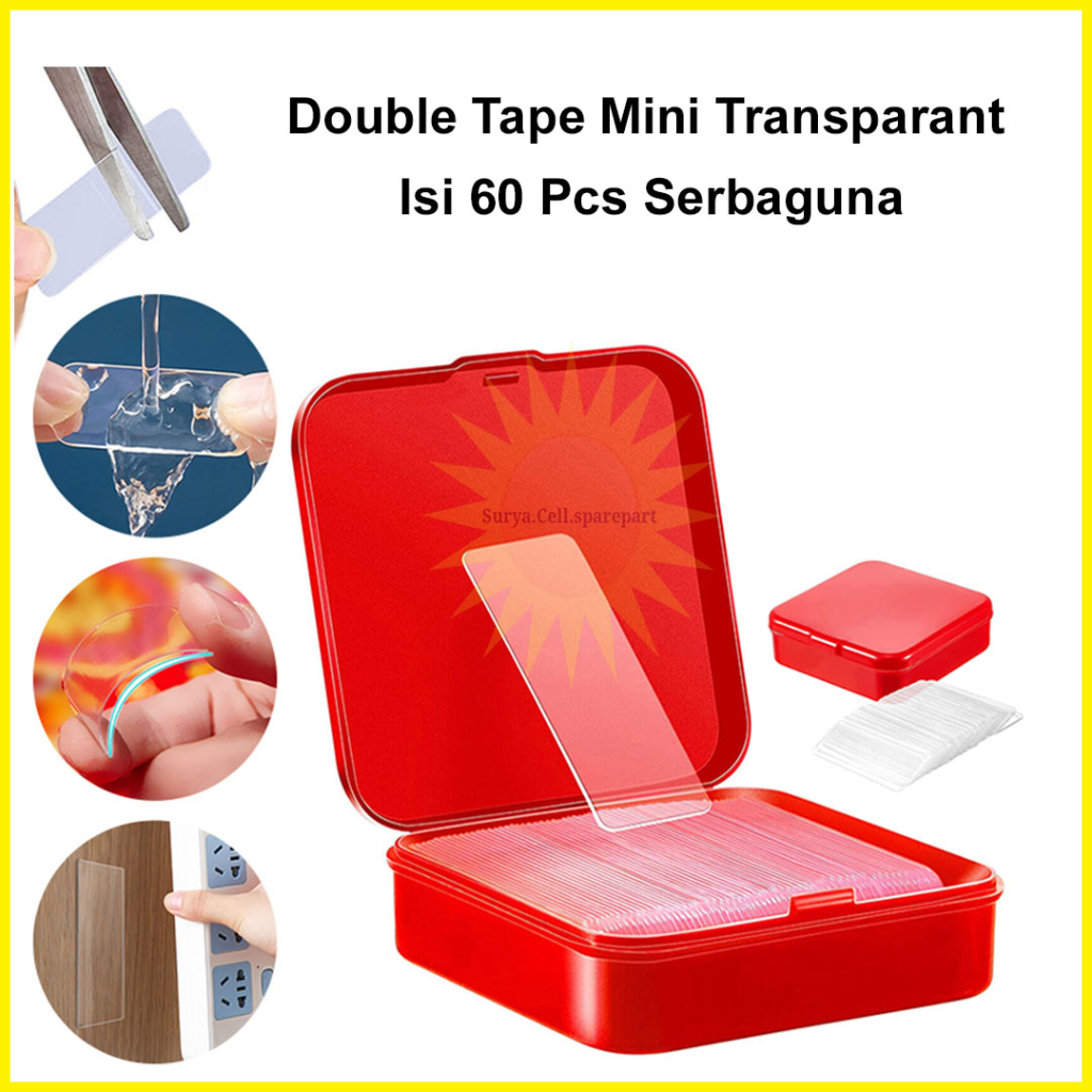 

Double Tape Mini Transparant Isi 60 Pcs Serbaguna - Sticker Double Tape Gel