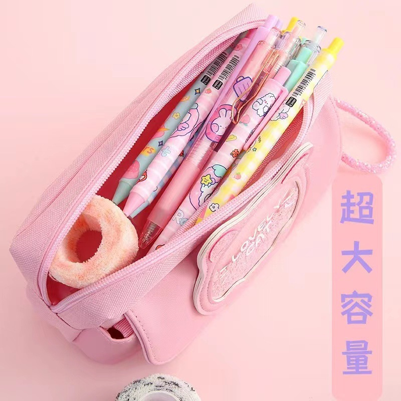 

Kotak tempat pensil case resleting anak glitter cat kucing lucu 3 slot