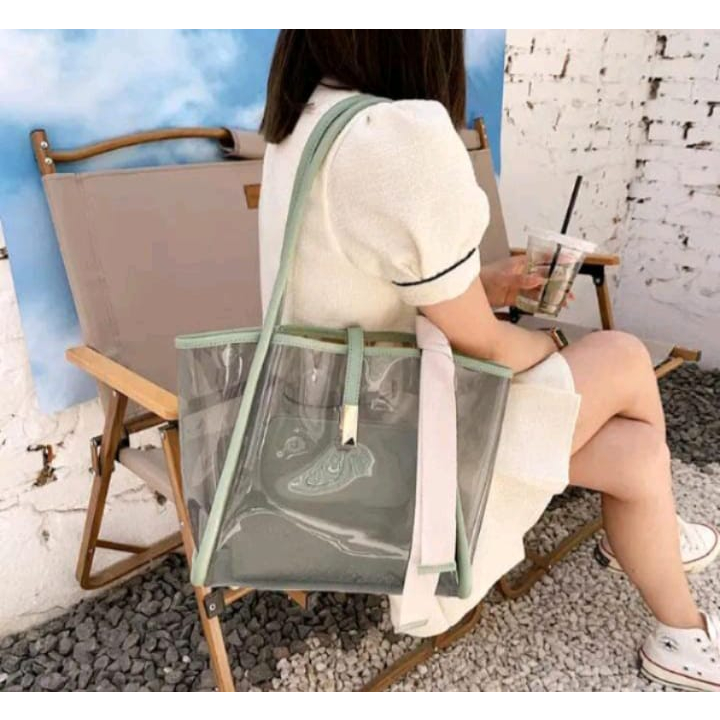 Tote bag Wanita Transparan PVC / / Tote Bag Micka // Tas Florida Rista
