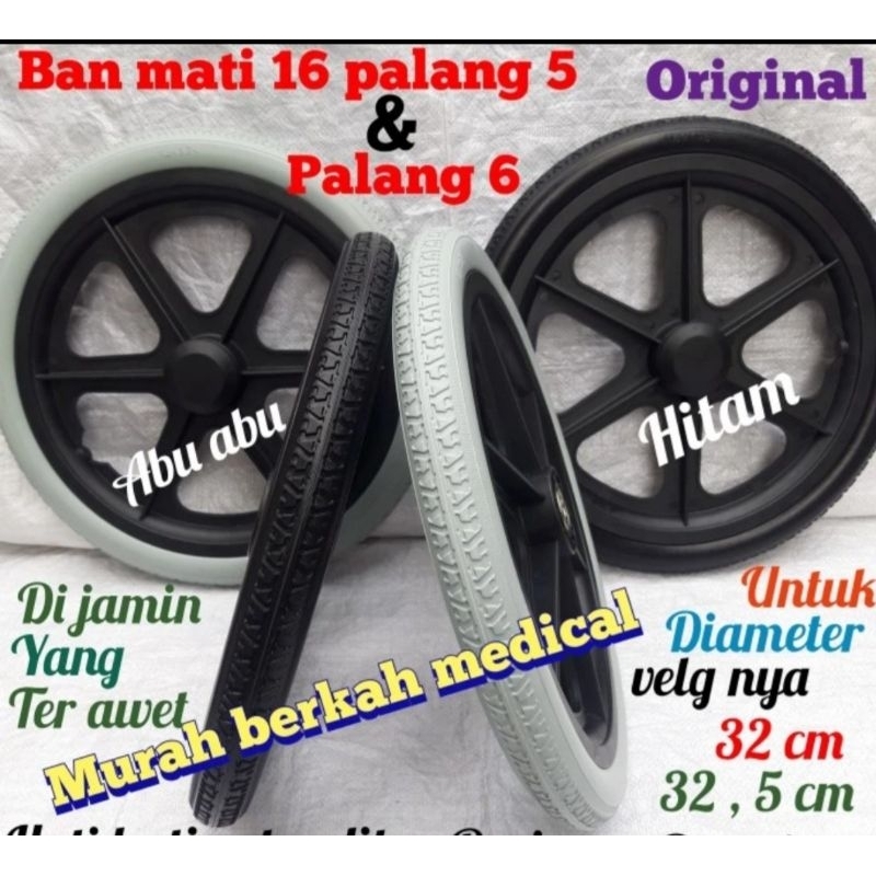 Ban mati kursi roda ukuran 16 inchi komplit velek