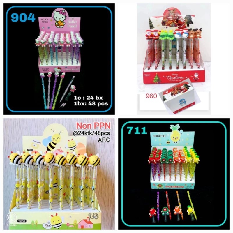 

Pensil Bensia Hello Kitty 904/ lebah bee 933/natal christmas/ SNR EMOTICON buah fast food