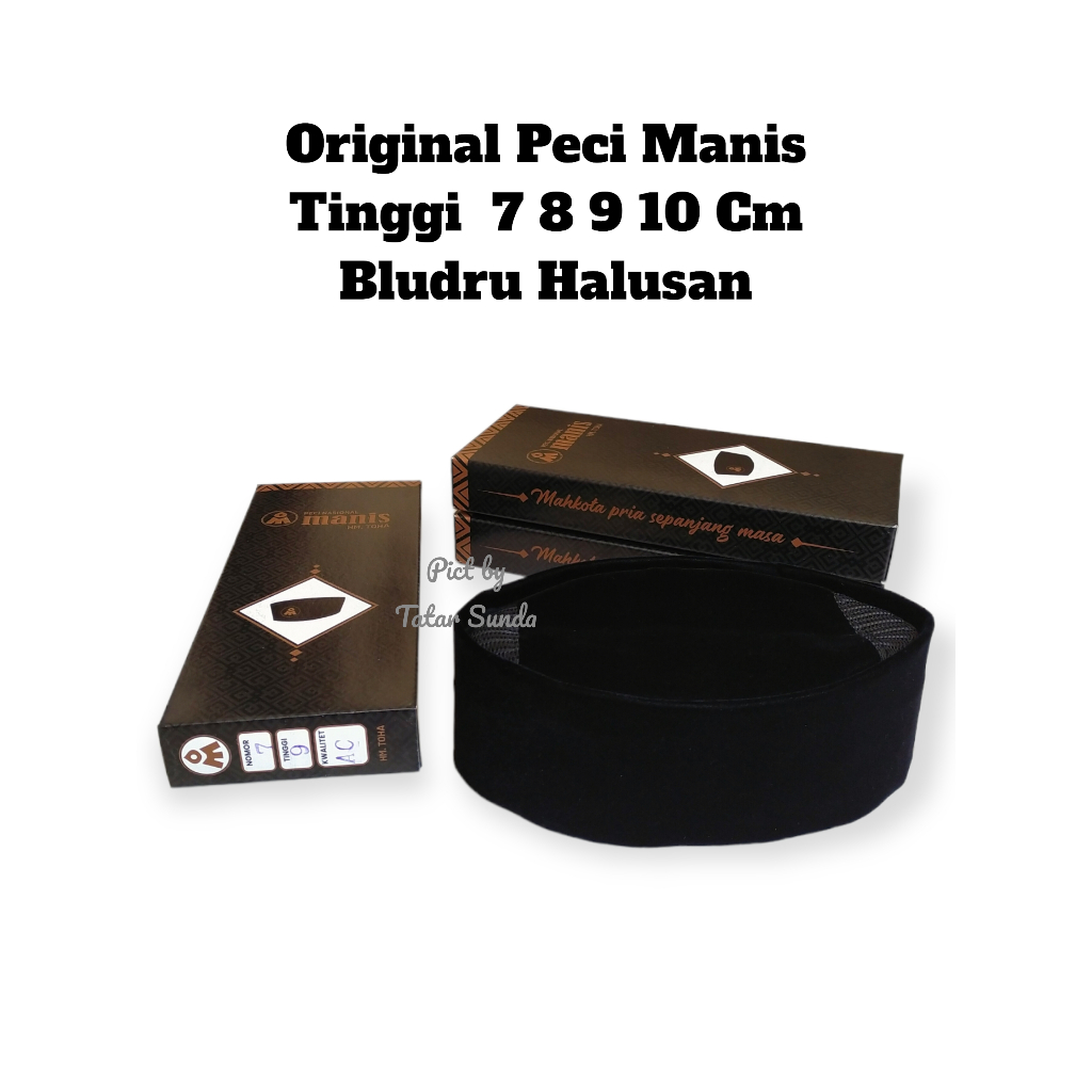 Peci Manis Peci Hitam Tanpa Kertas Ori Tinggi 7 8 9 10 cm Songkok Beludru Songkok Motif AC ukuran an