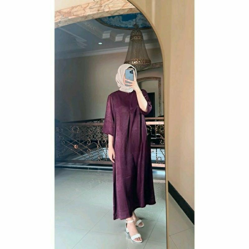 Long dress halwa santorini silk polos premium