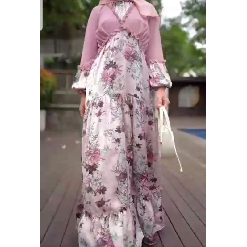 gamis mewah kemayu by Luna hijab satin kombinasi ceruti