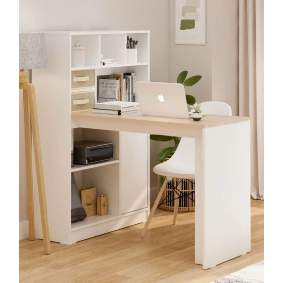 Meja belajar tulis kerja rak lemari buku besar putih BANDUNG