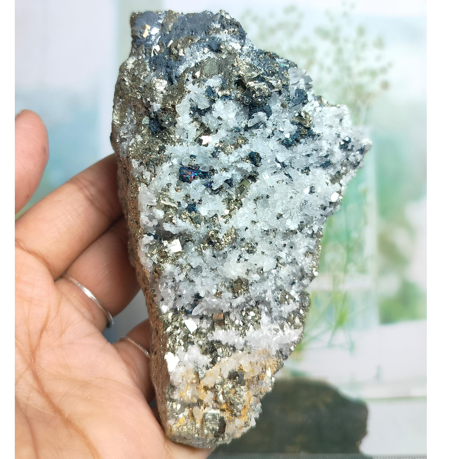 Natural Pyrite Quartz Crystal Cluster (3)