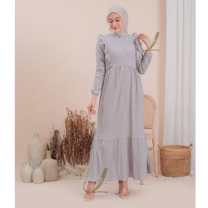 Letisa Dress Wanita Kekinian Baju Gamis Dewasa Terbaru Bahan Ladycrush Premium-4
