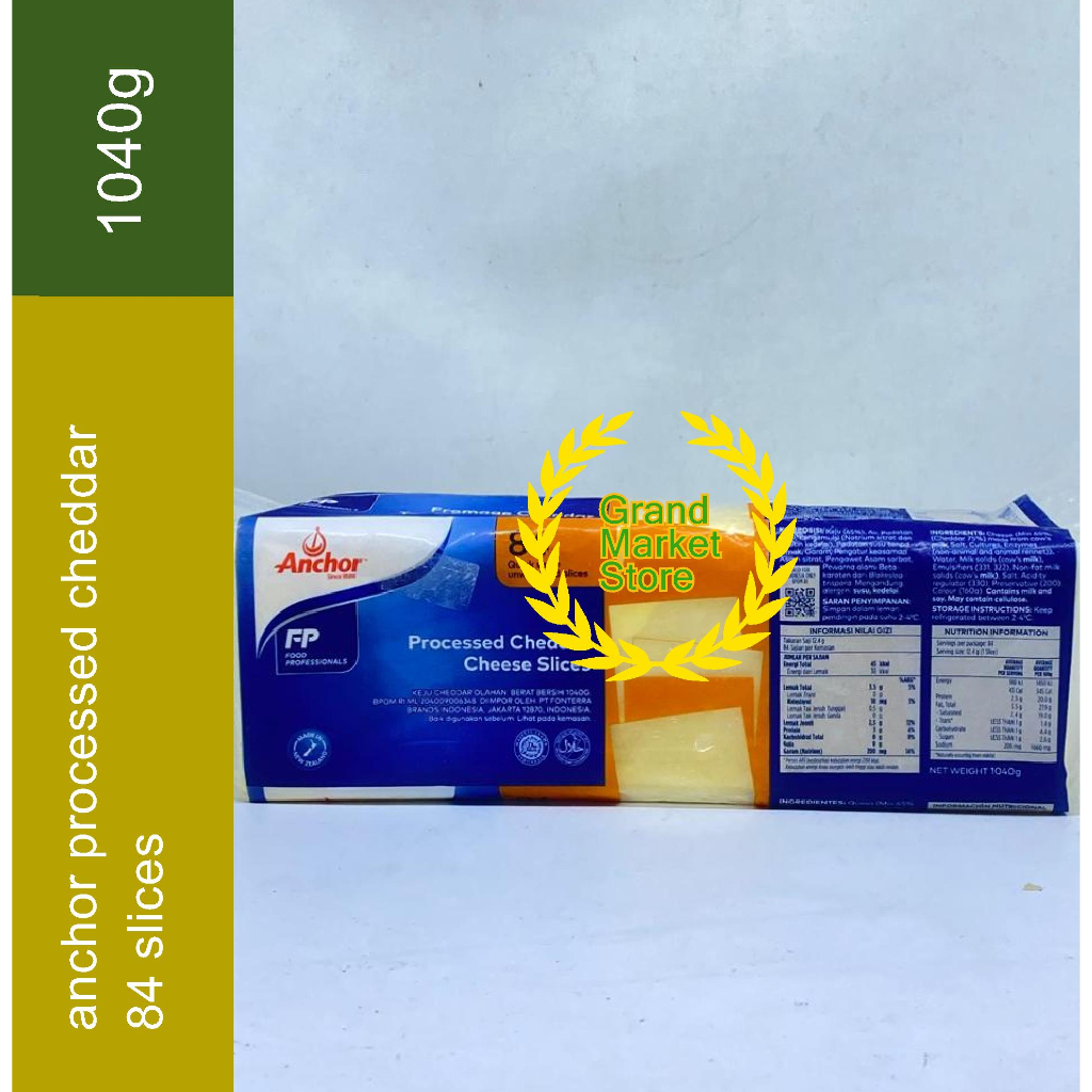 

Anchor Processed Cheddar Cheese 84 Slices Keju Orange Colour 1040g Keju Cedar Olahan