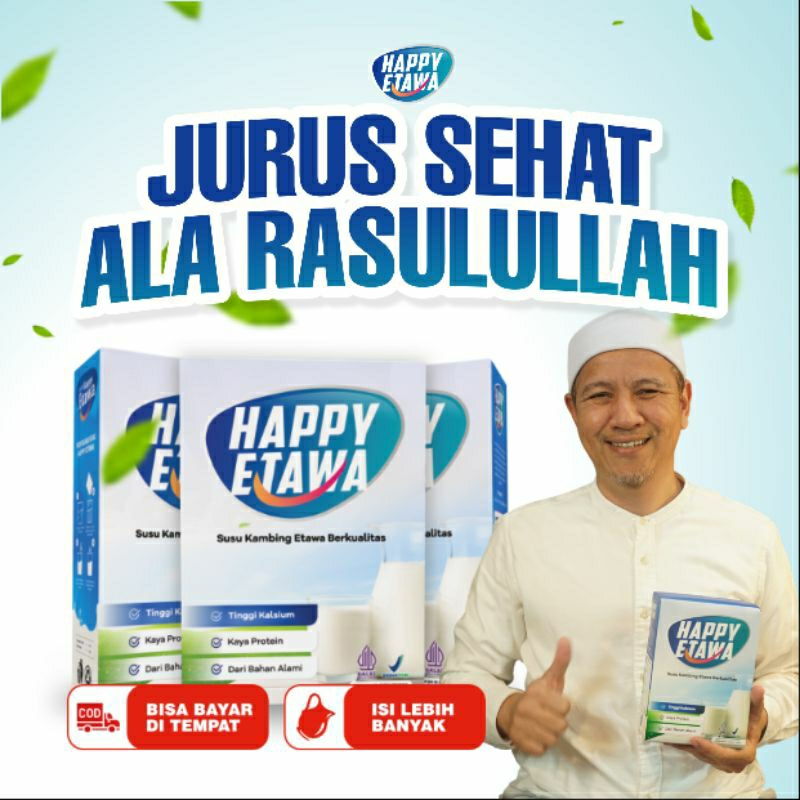 

COMBO HEMAT 3 Box HAPPY ETAWA Jurus Sehat Ala Rasulullah - Susu Kambing Bubuk Etawa Berkualitas Tingkatkan Daya Tahan & Imunitas Tubuh Jaga Kesehatan & Kepadatan Tulang Isi 250gr Halal BPOM Habib Novel Alaydrus Approved | Eliza Official Store