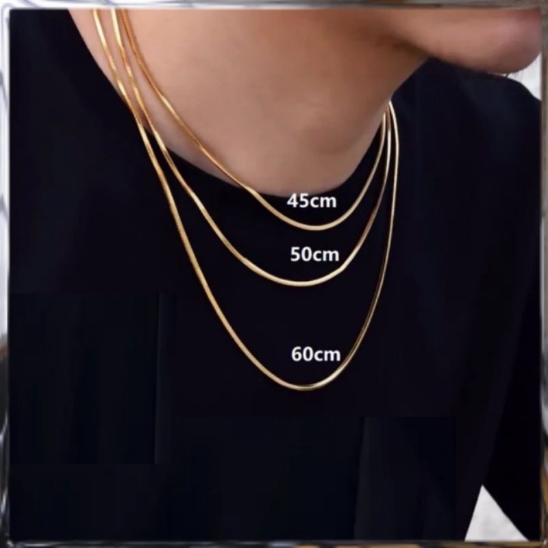 Kalung Titanium Pria Wanita Silver Gold Kualitas Harga Terbaik [realpict]
