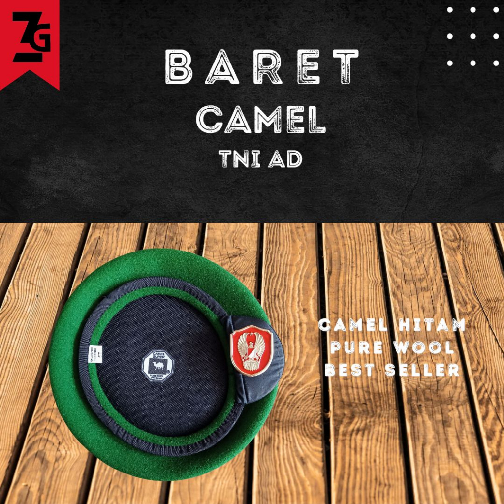Baret TNI AD | Baret Camel unta merah/ baret Hijau | Emblem Ekapaksi Jatah