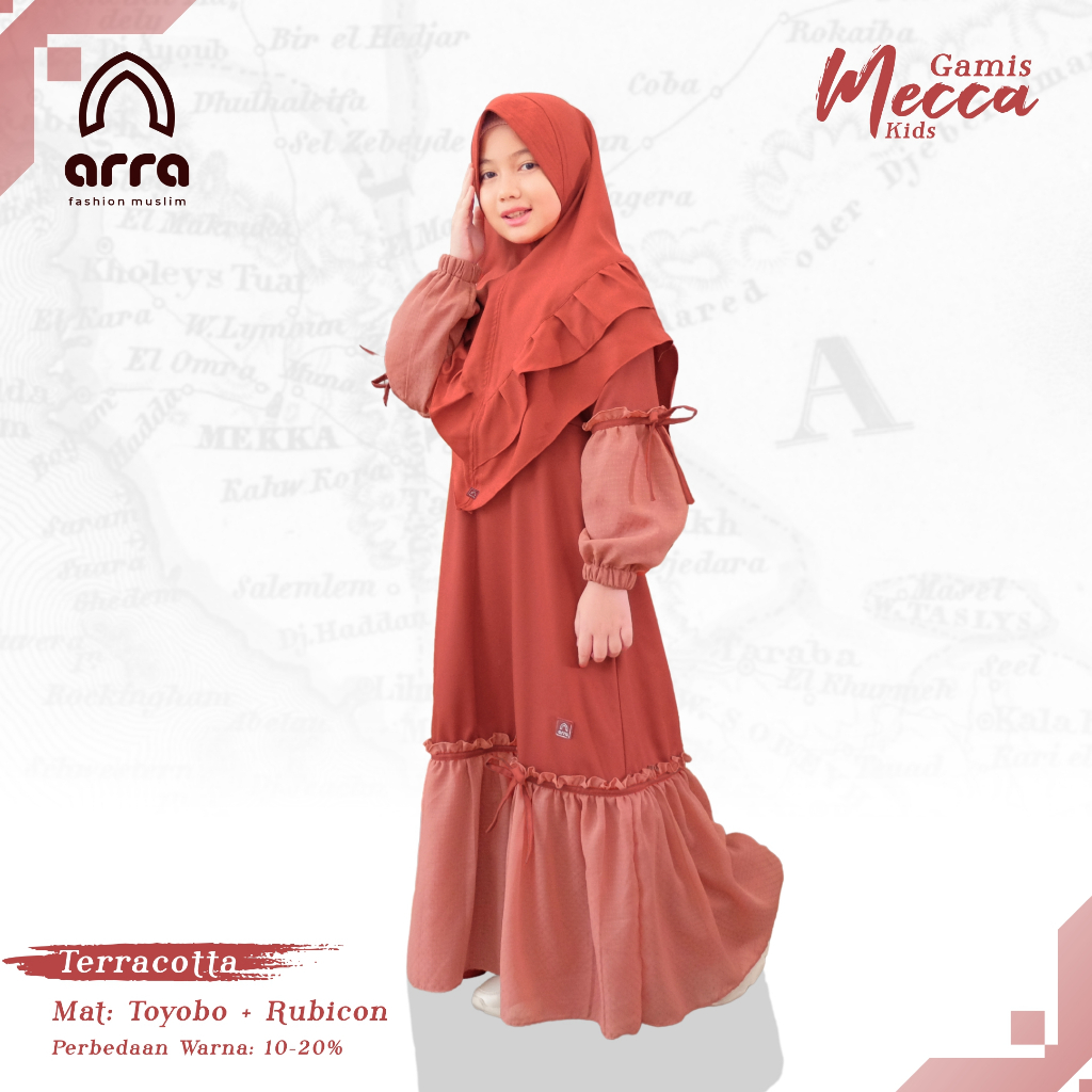 Arra Mecca Kids Series Gamis Syar'i Set Khimar Anak Perempuan