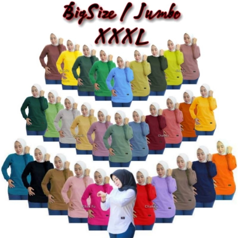 KAOS OVAL JUMBO BIGSIZE XXXL / KAOS WANITA LENGAN PANJANG 3XL / ATASAN WANITA JUMBO FASHION TOP ORIG
