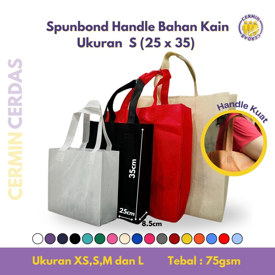 

Goodie Bag 25 x 35 Spunbond Tas Handle Bahan Kain Satuan Polos Tali