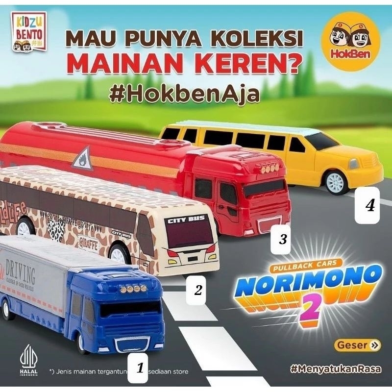 Mainan Anak Kidzu Bento Hokben Hoka Hoka Bento Pull Back Cars Norimono