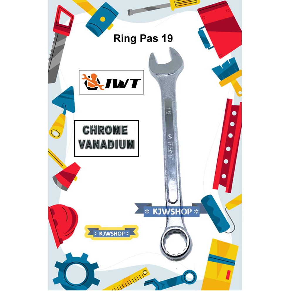Kunci Ring Pas 19 IWT Combination Spanner Wrench Open Box 19 Open Wrench 19 IWT Kunci Reng Pass 19 I