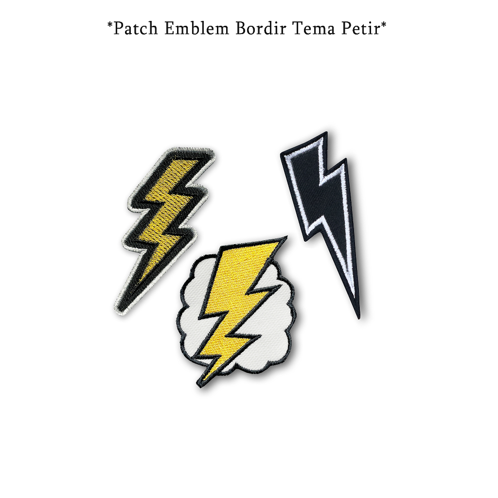 Patch bordir petir emblem petir kilat lucu patch iron
