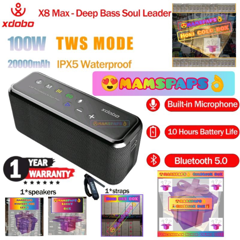 XDOBO X8 MAX 100W SPEAKER BLUETOOTH 20000mAh DEEP BASS SOUL LEADER SOUND ATOM IPX5