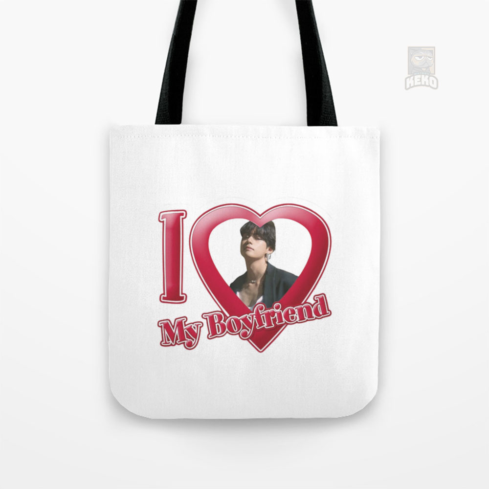 Kim Taehyung (BTS) I love my boyfriend Tote Bag Kanvas