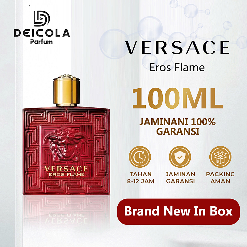 Versace Eros Flame EDP 100ML Parfum Pria Tahan Lama 24 Jam Vanilla Pemikat Wanita Fresh Non Alkohol 