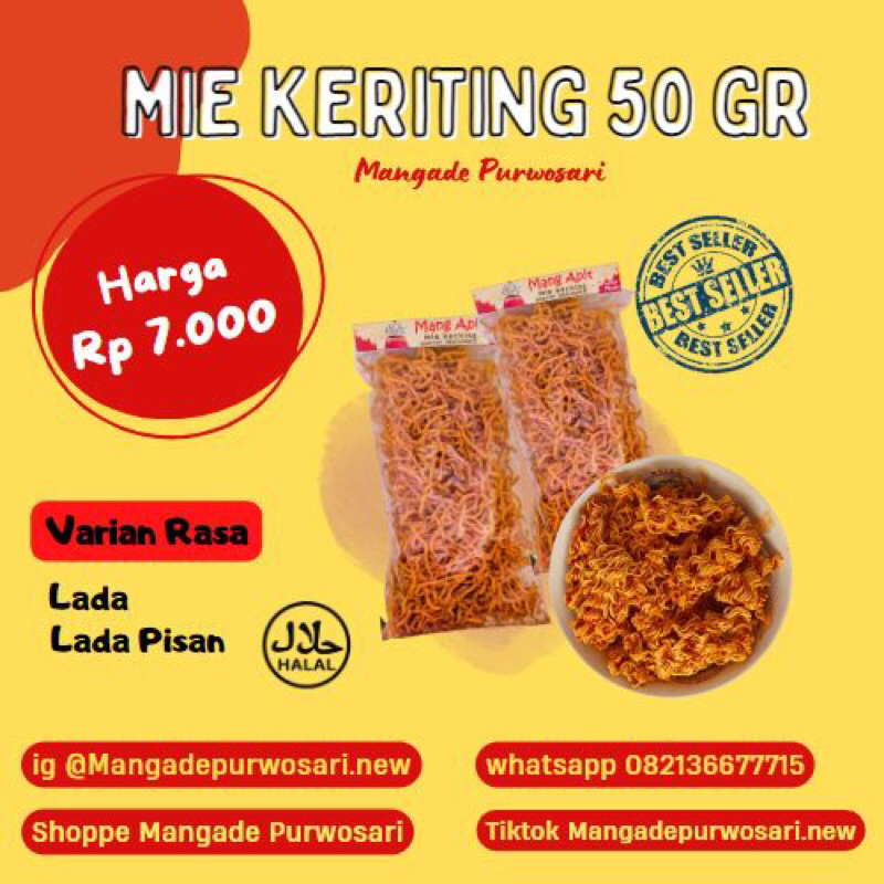 

Mie Keriting 50gr - Mangade Purwosari